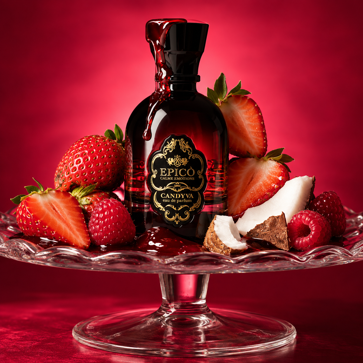 Candyva d'Epicò, eau de parfum 100 ml, flacon en mise en scène.