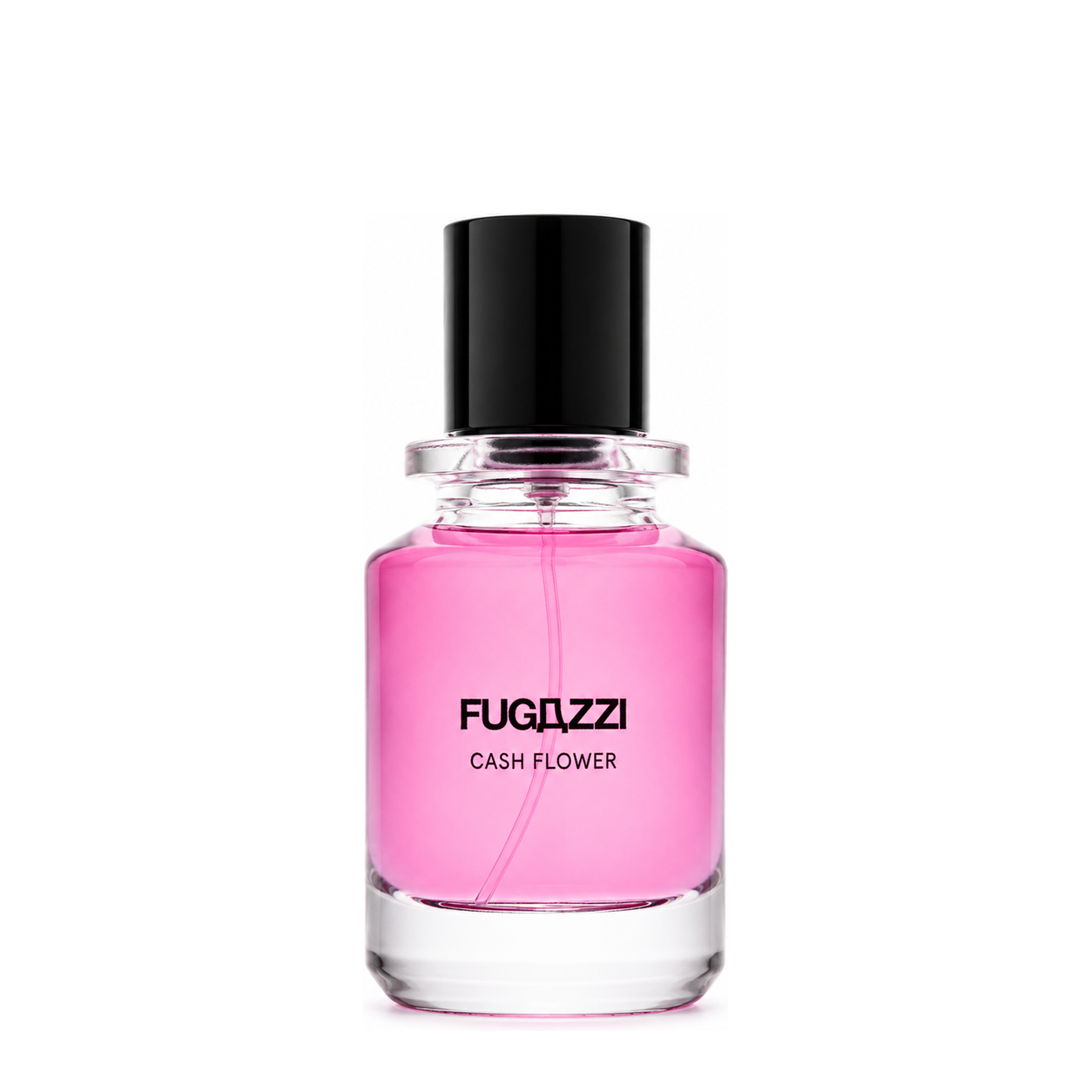 Cash Flower de Fugazzi, extrait de parfum 50 ml, flacon de face sur fond blanc.