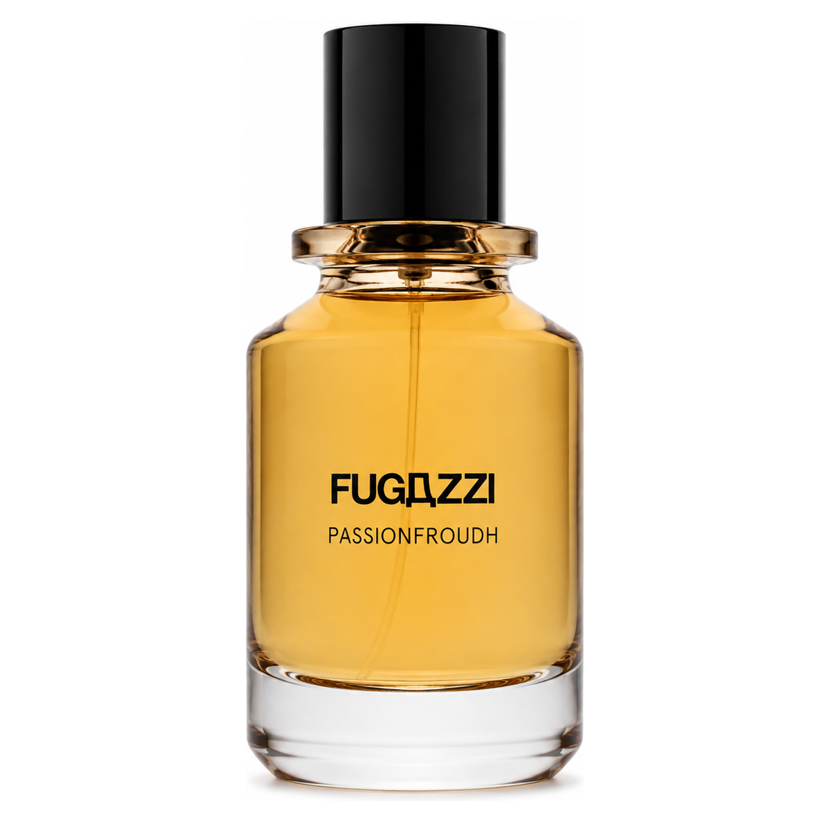 Passionfroudh de Fugazzi, extrait de parfum 100 ml, flacon de face sur fond blanc.