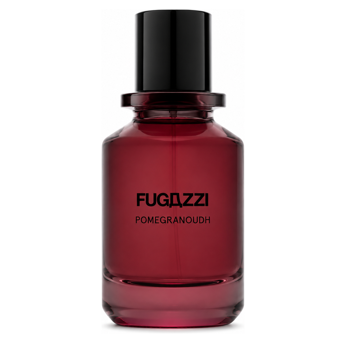 Pomegranoudh de Fugazzi, extrait de parfum 100 ml, flacon de face sur fond blanc.
