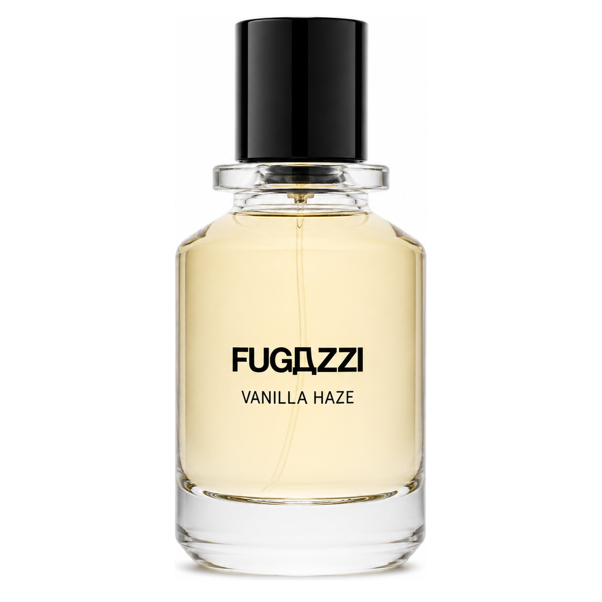Vanilla Haze de Fugazzi, extrait de parfum 100 ml, flacon de face sur fond blanc.