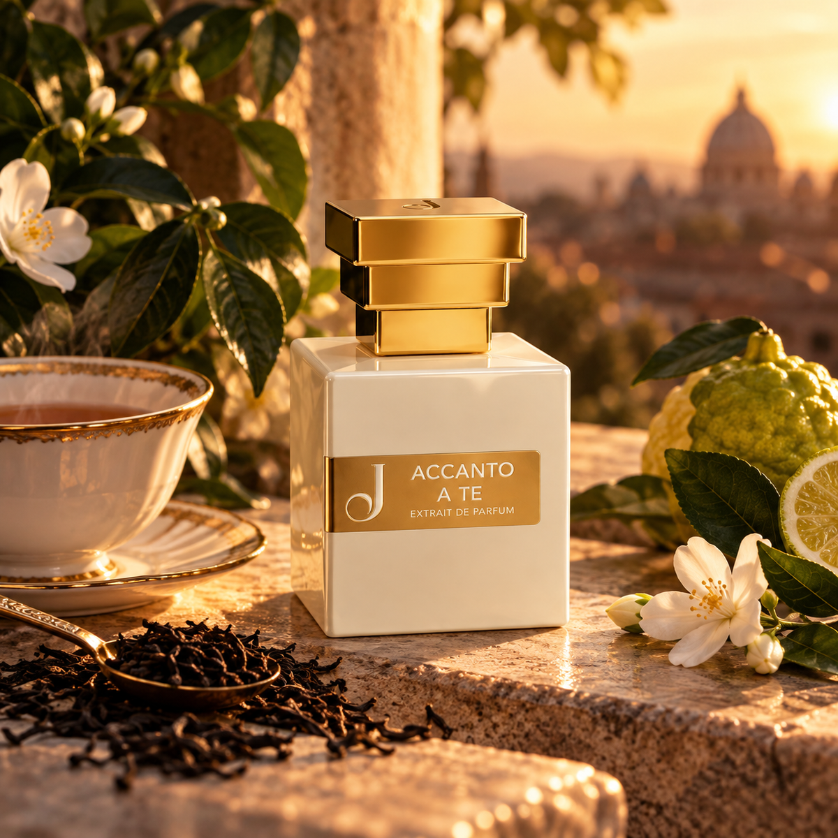 Accanto a Te de Jupilò, extrait de parfum, mise en scène du flacon.