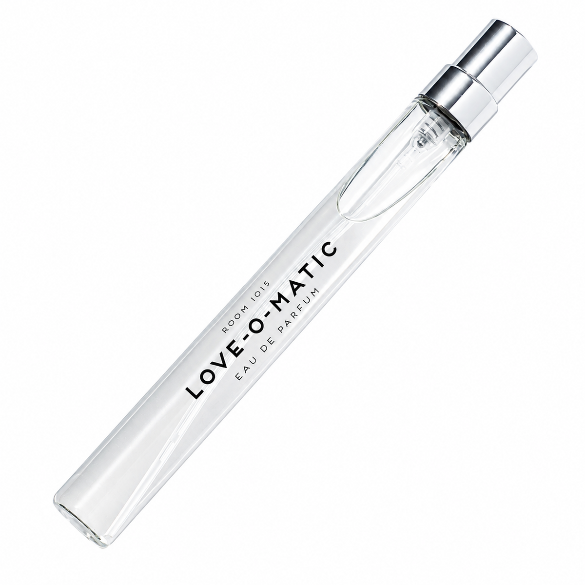 Love-O-Matic de ROOM 1015, eau de parfum 10 ml, flacon de face sur fond blanc.