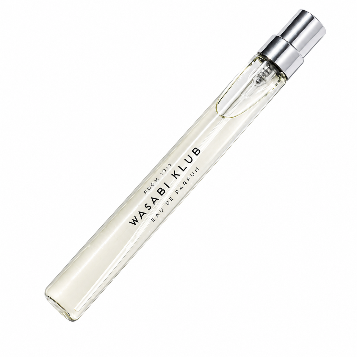 Wasabi Klub de ROOM 1015, eau de parfum 10 ml, flacon de face sur fond blanc.
