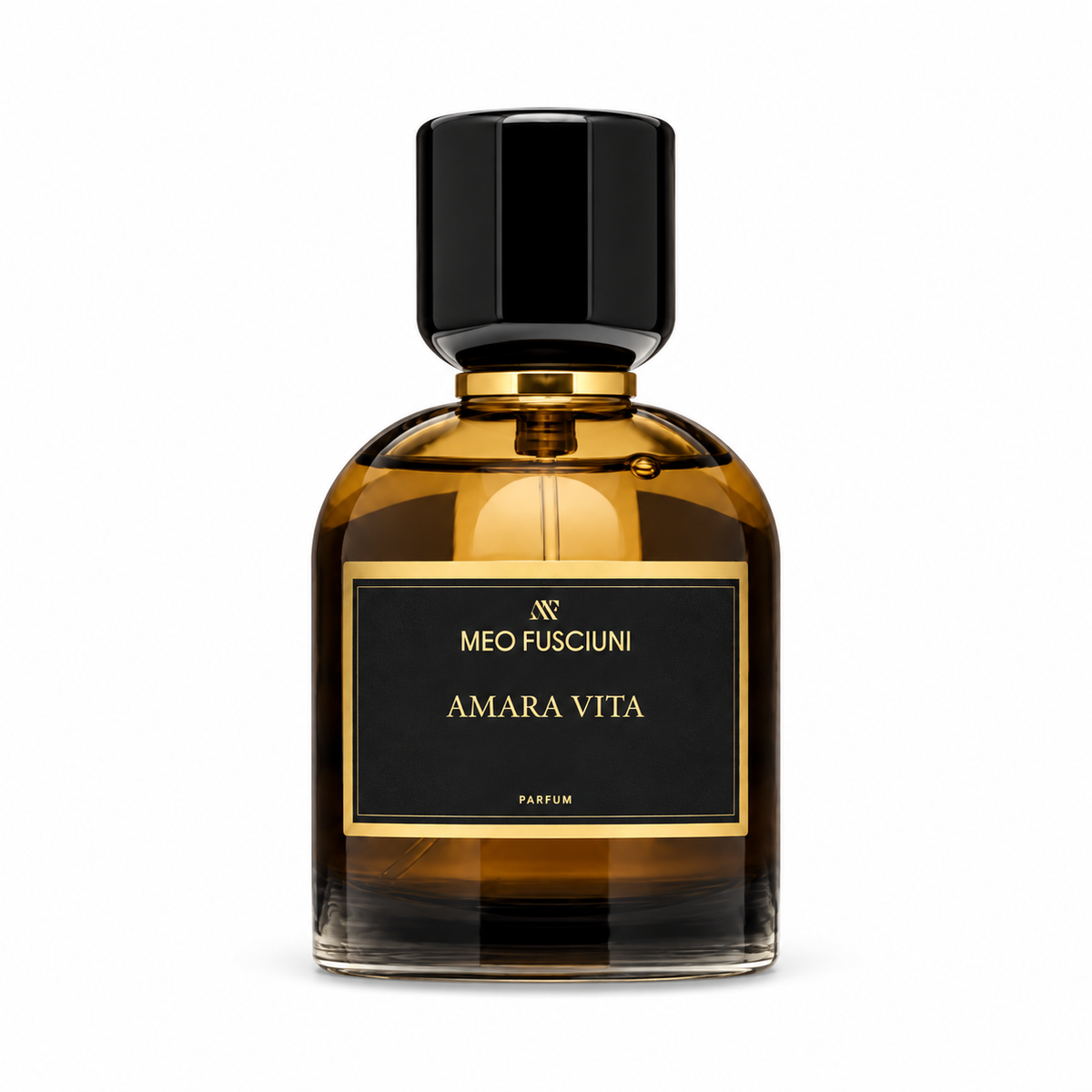 Amara Vita de Meo Fusciuni, parfum 100 ml, flacon de face sur fond blanc.