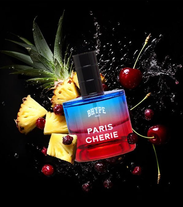 BHYPE Paris Chérie Extrait de Parfum avec ananas et cerises, parfum de niche fruité disponible chez ODORARE Parfumerie.