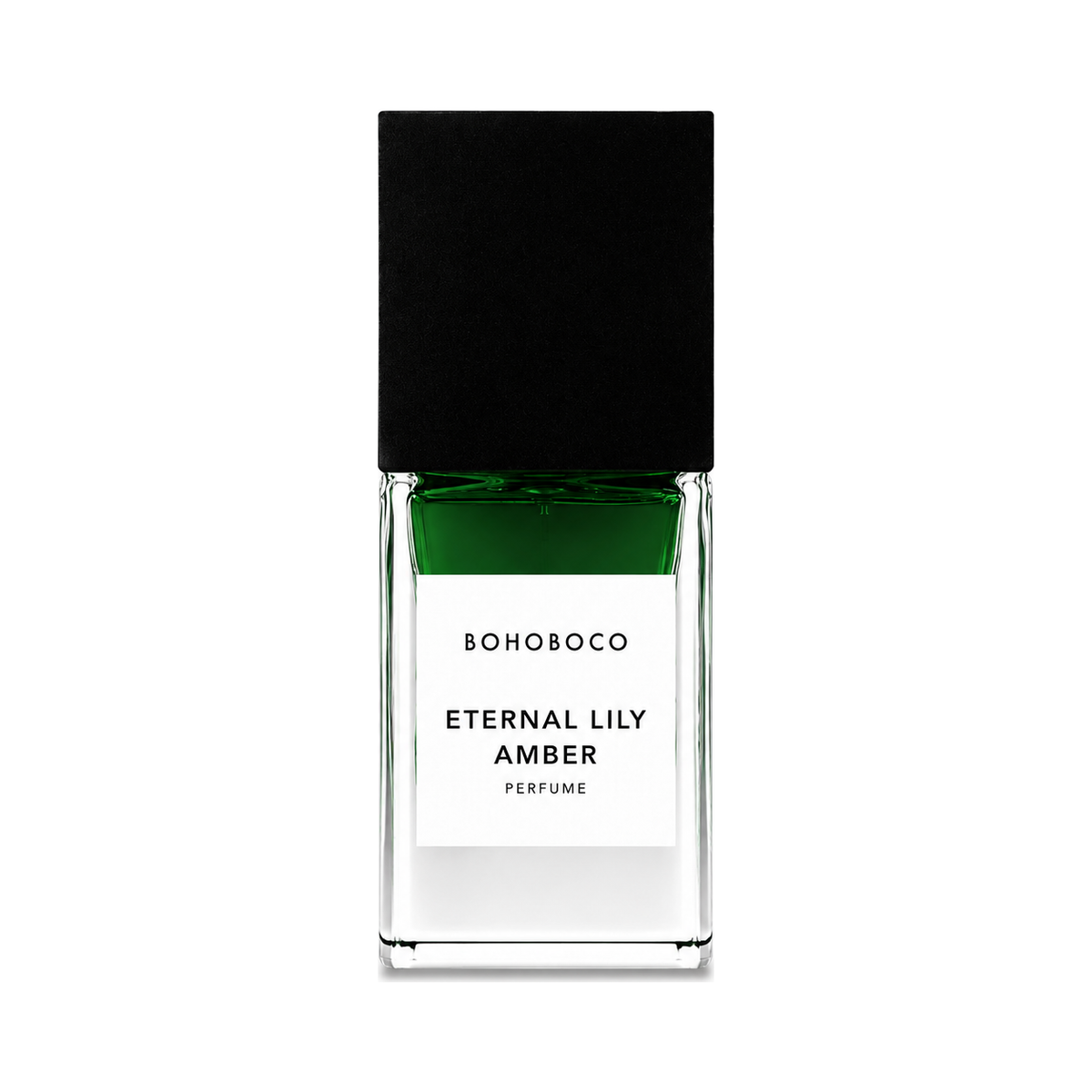 Eternal Lily Amber de Bohoboco, eau de parfum 50 ml, flacon de face sur fond blanc.