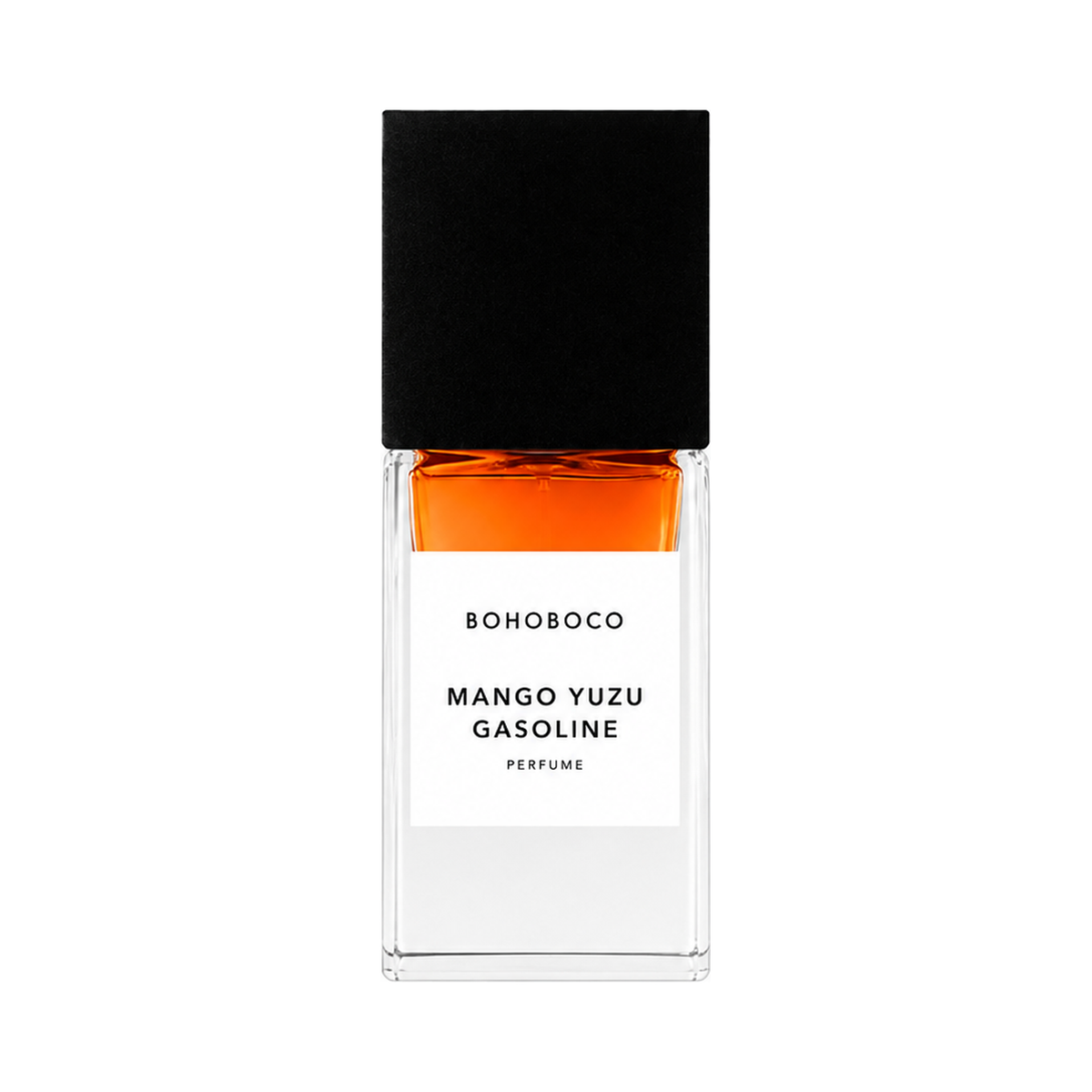 Mango Yuzu Gasoline de Bohoboco, eau de parfum 50 ml, flacon de face sur fond blanc.