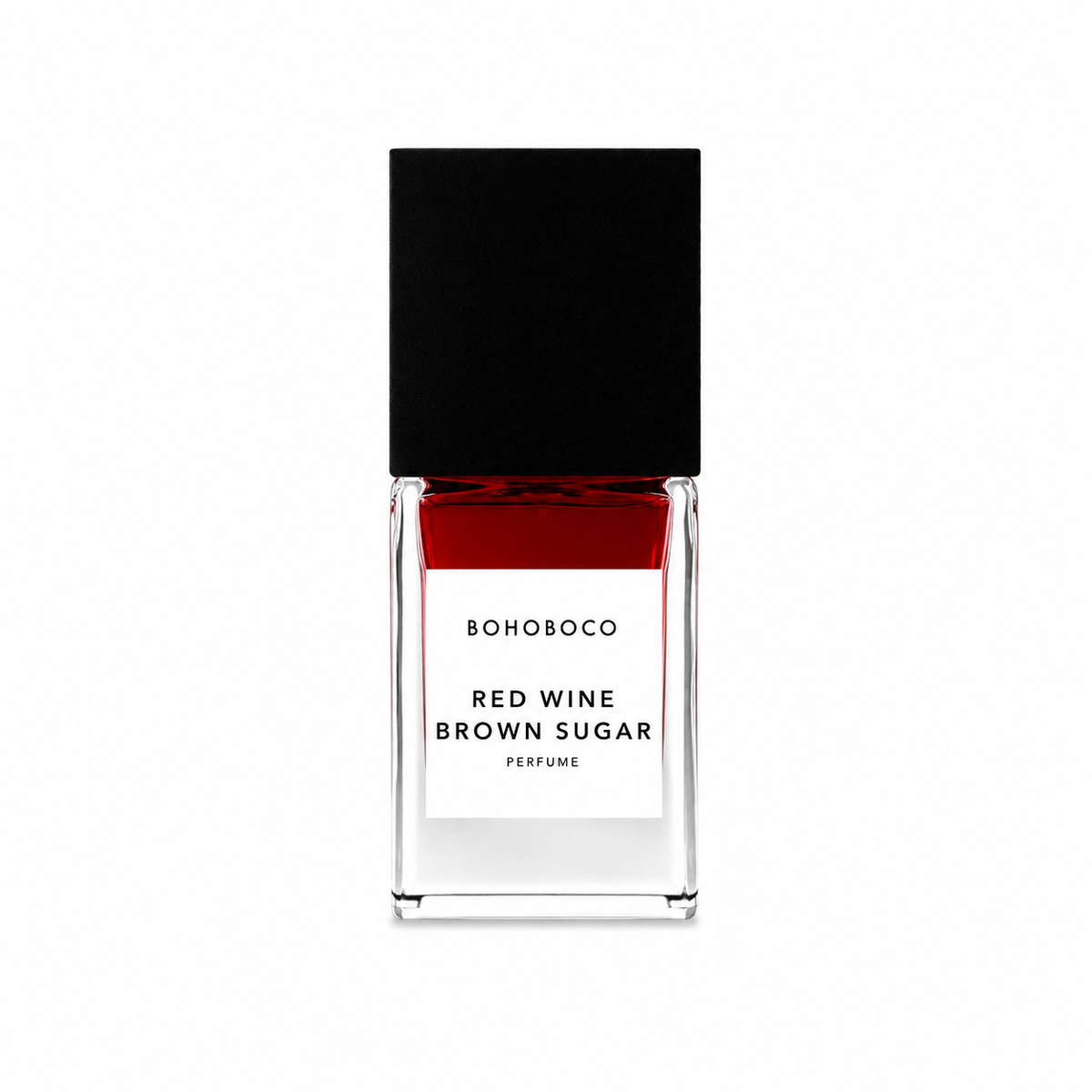 Red Wine Brown Sugar de Bohoboco, eau de parfum 50 ml, flacon de face sur fond blanc.