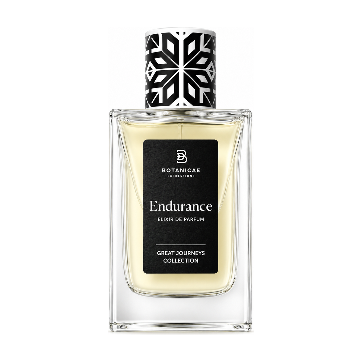 Endurance de Botanicae, élixir de parfum 75 ml, flacon de face sur fond blanc.