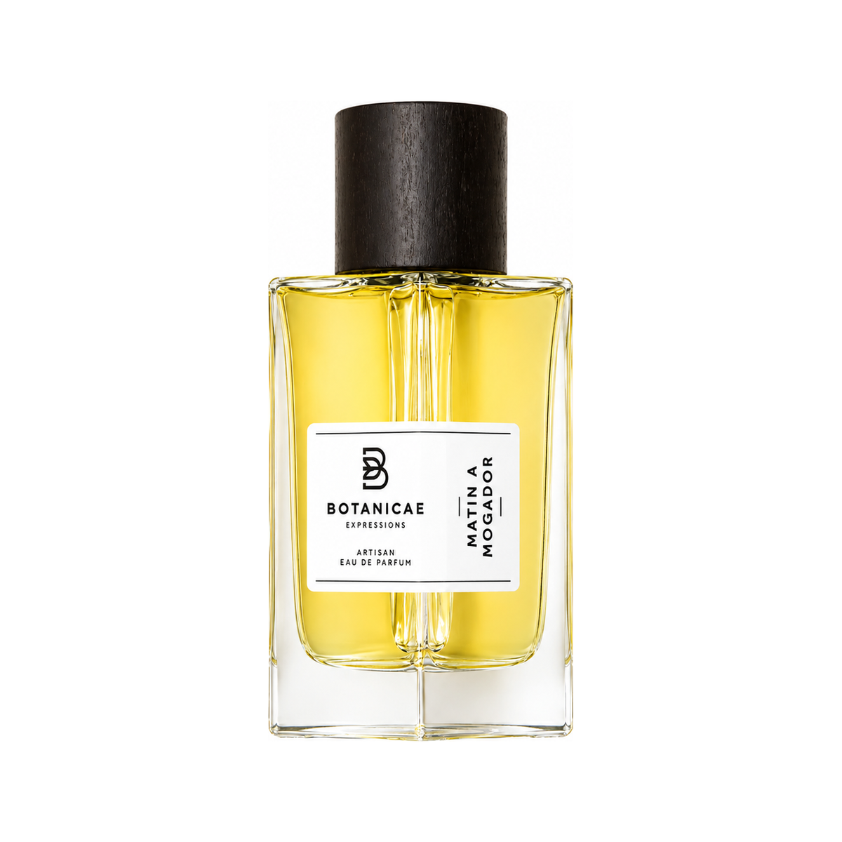 Matin à Mogador de Botanicae, eau de parfum 100 ml, flacon de face sur fond blanc.