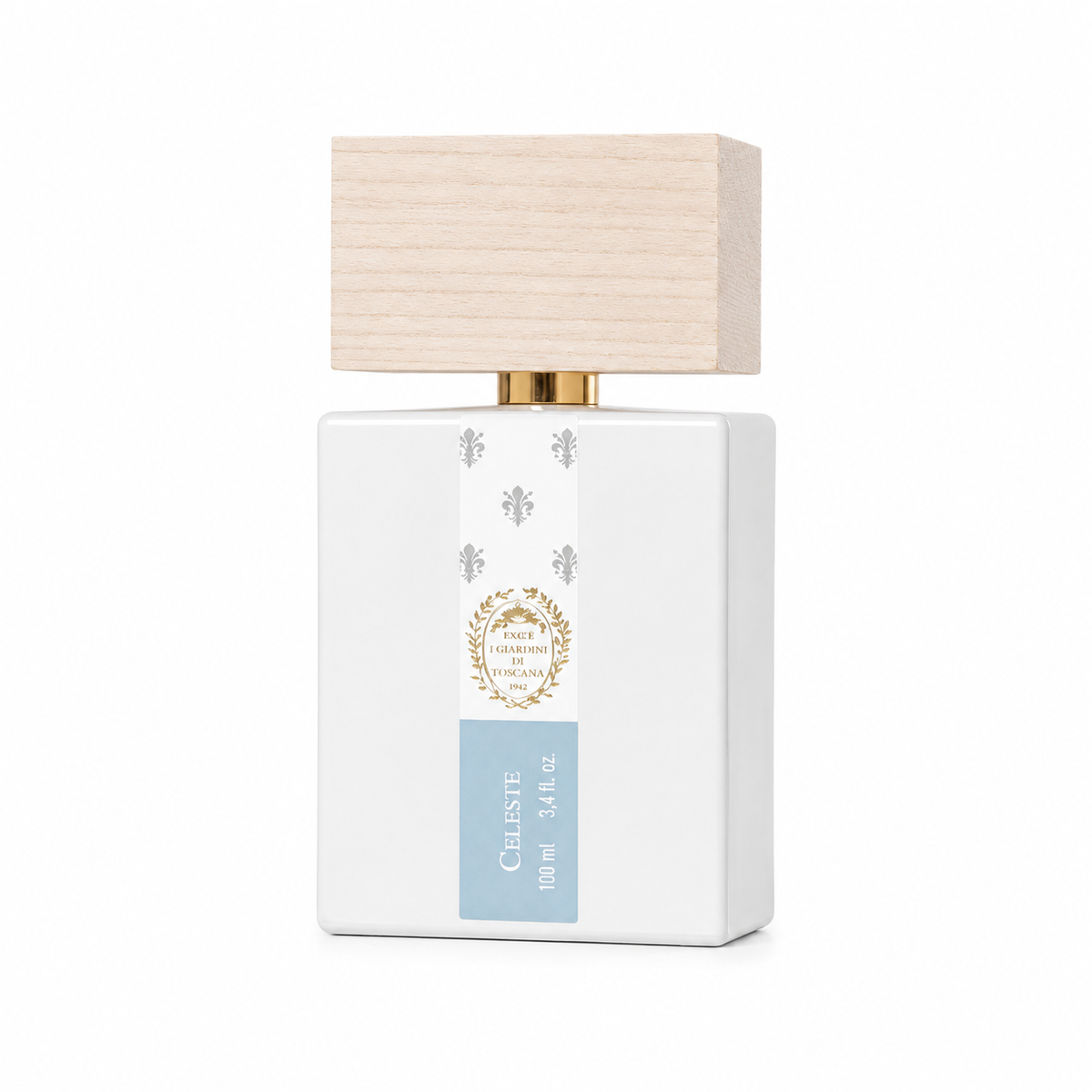 Celeste by Giardini di Toscana – eau de parfum marine fruitée mixte 100ml, flacon sur fond blanc