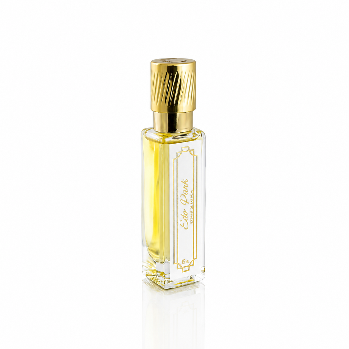 Edo Park de Cherigan, extrait de parfum 15 ml, flacon applicateur de face sur fond blanc.