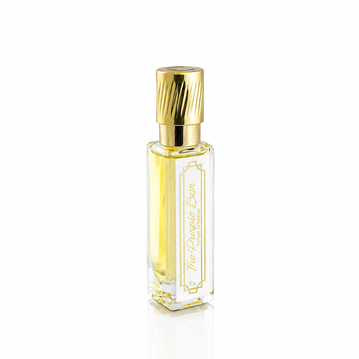 The Purple Bar de Cherigan, extrait de parfum 15 ml, flacon applicateur de face sur fond blanc.
