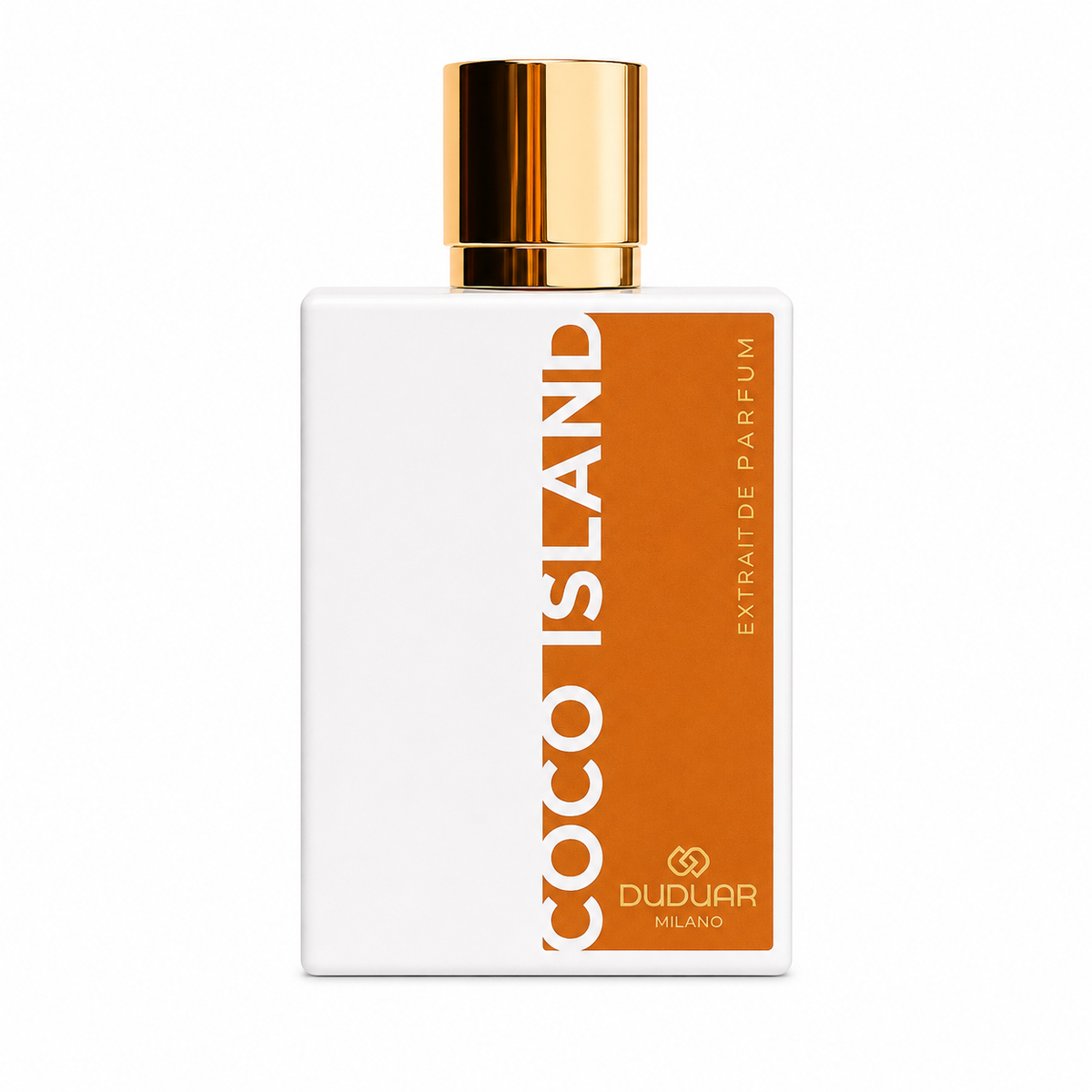 Duduar Milano Coco Island, extrait de parfum 50 ml, flacon blanc et cuivre