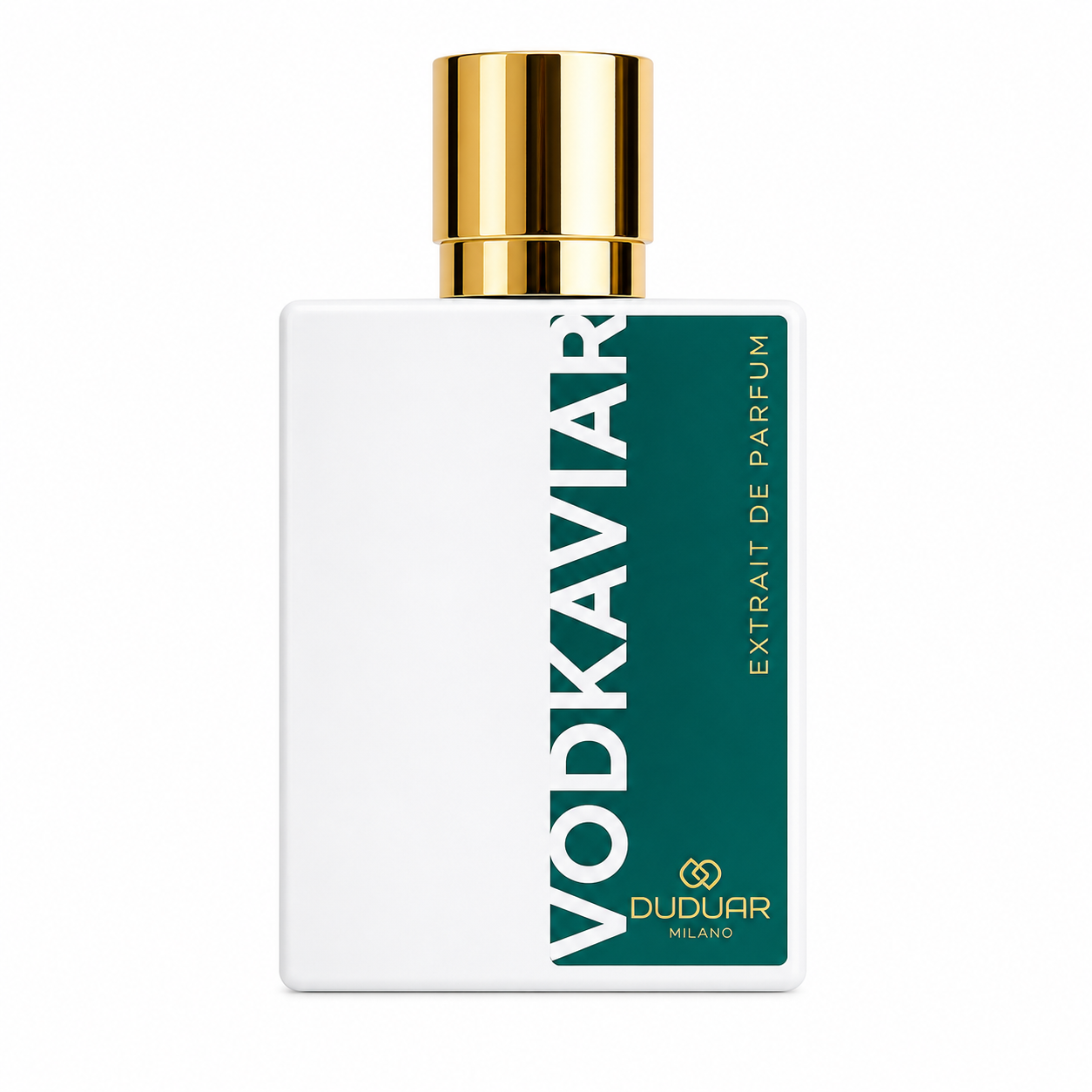 Duduar Milano Vodkaviar, extrait de parfum 50 ml, flacon blanc et vert