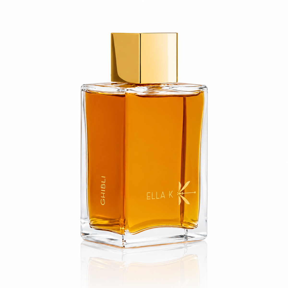 Ghibli d'Ella K, eau de parfum 100 ml, flacon de trois quarts sur fond blanc.