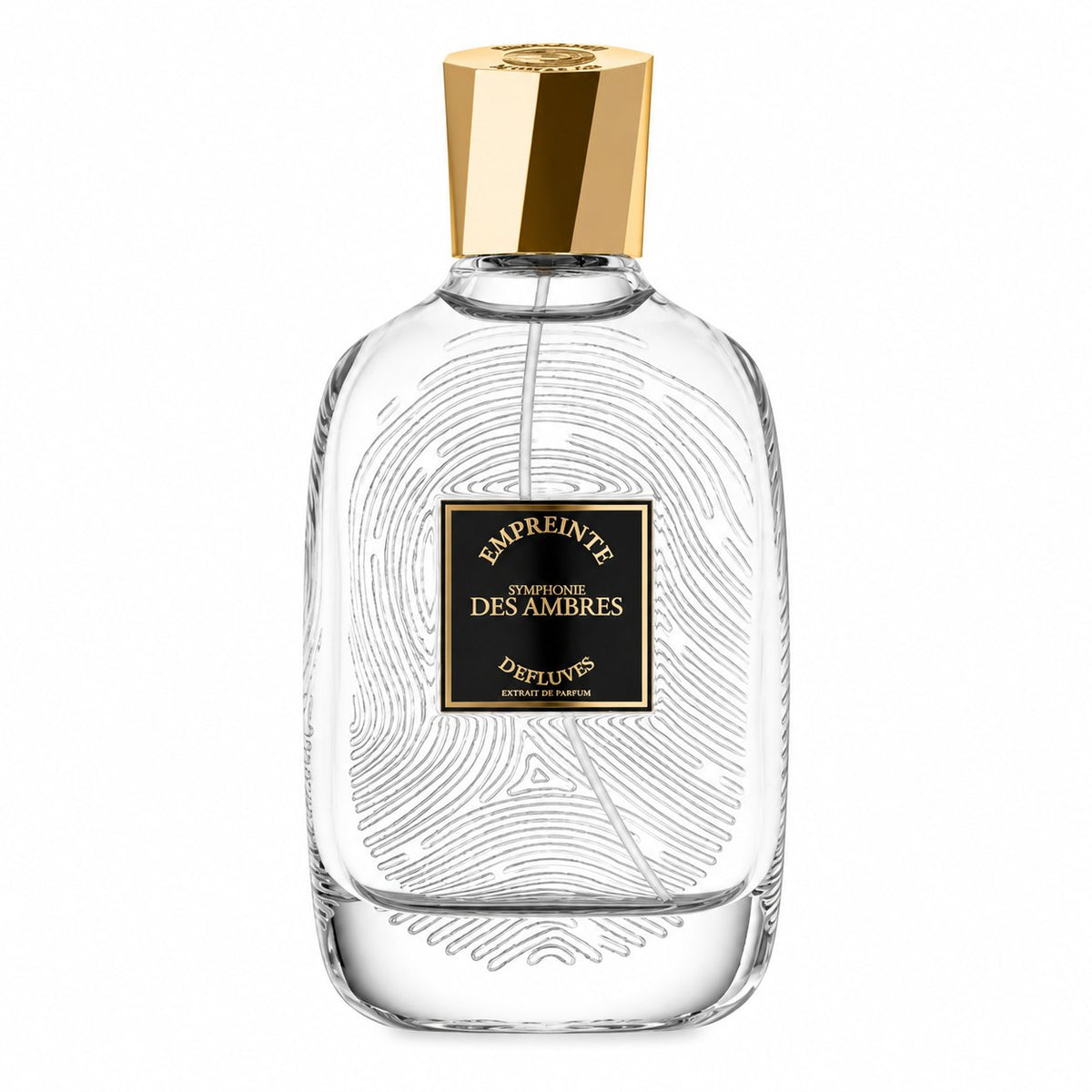Symphonie des Ambres d'Empreinte d'Effluves, extrait de parfum 100 ml, flacon de face sur fond blanc.