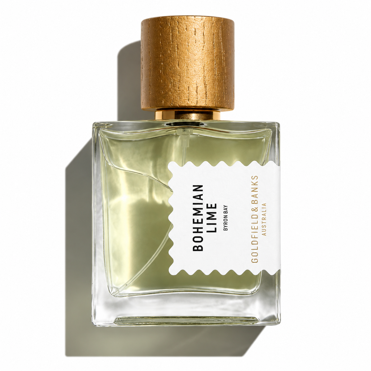 Bohemian Lime de Goldfield & Banks, eau de parfum 50 ml, flacon de face sur fond blanc.