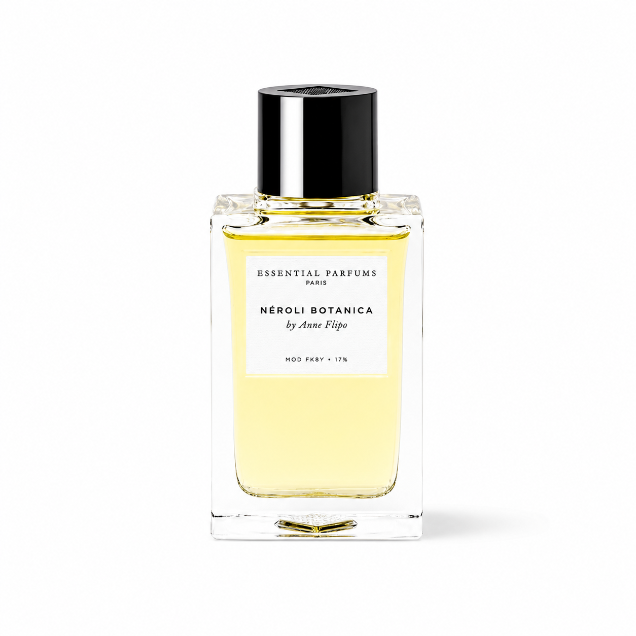 Néroli Botanica d'Essential Parfums, eau de parfum 100 ml, flacon de face sur fond blanc.