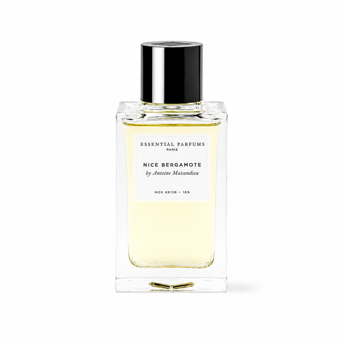 Nice Bergamote d'Essential Parfums, eau de parfum 100 ml, flacon de face sur fond blanc.