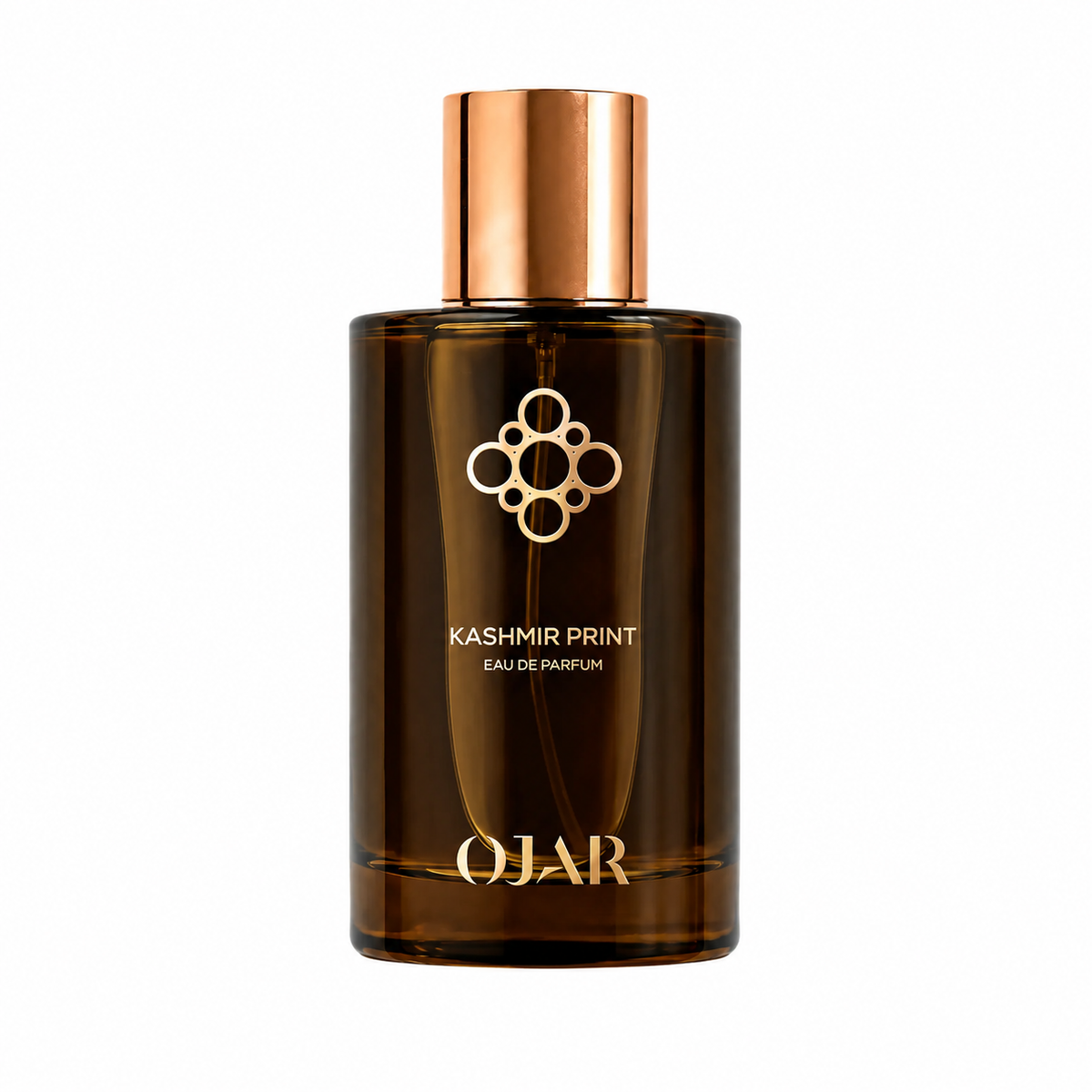 Kashmir Print d'OJAR, eau de parfum 100 ml, flacon de face sur fond blanc.