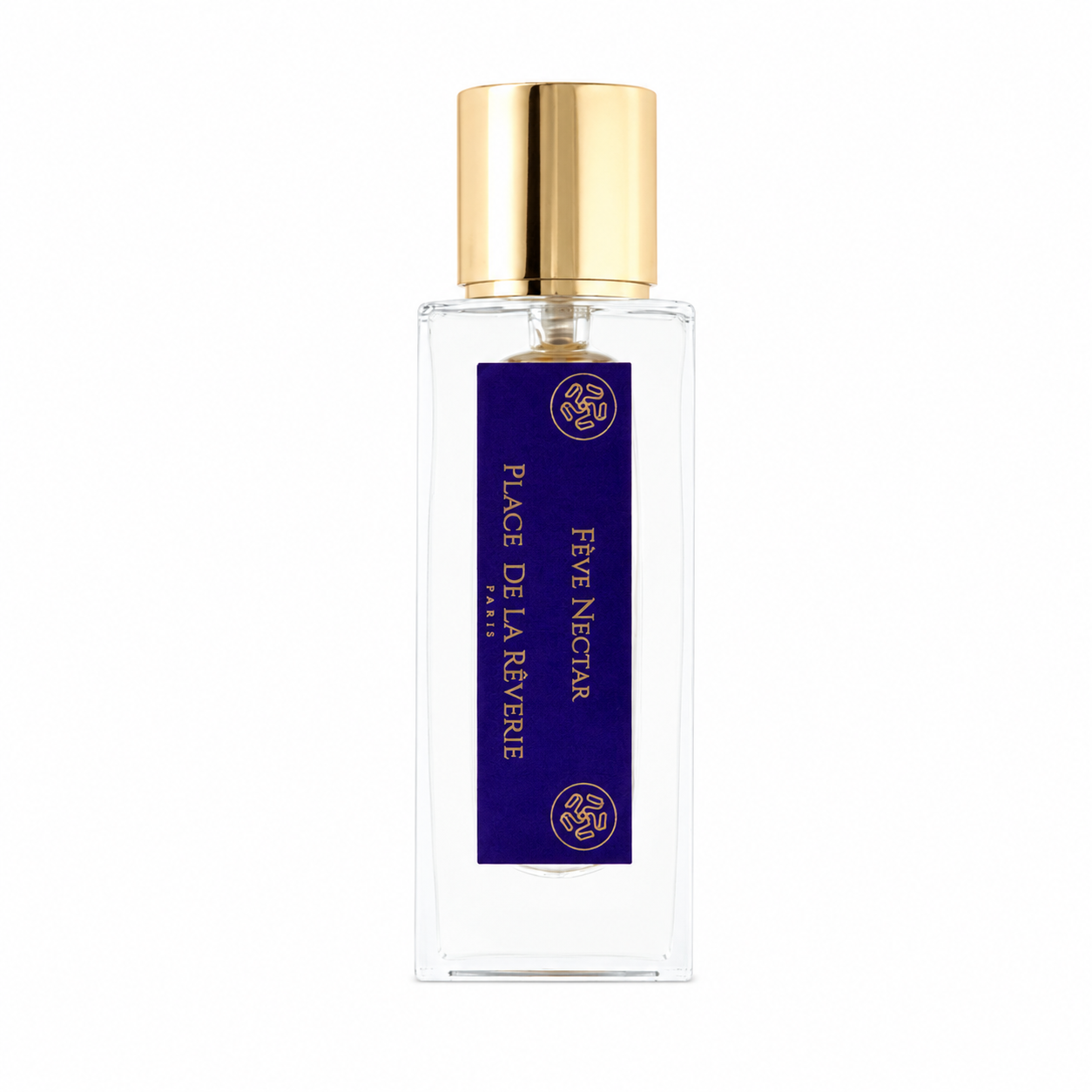Fève Nectar de Place de la Rêverie, extrait de parfum 50 ml, flacon de face sur fond blanc.