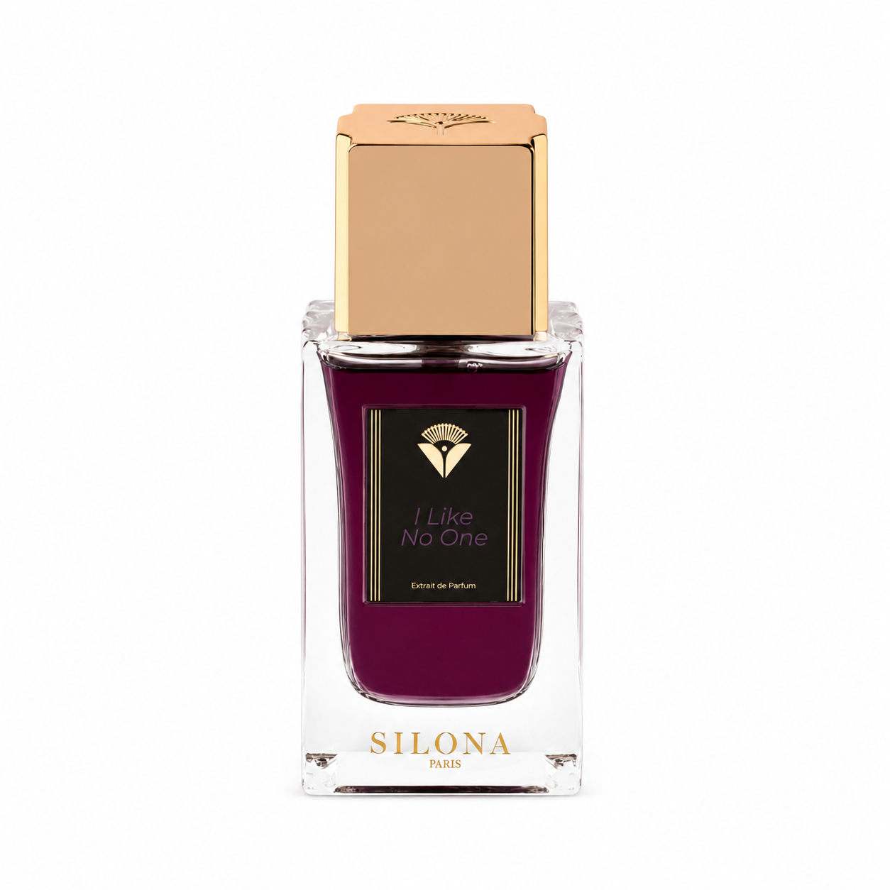 Flacon I Like No One de Silona, extrait de parfum sur fond blanc.