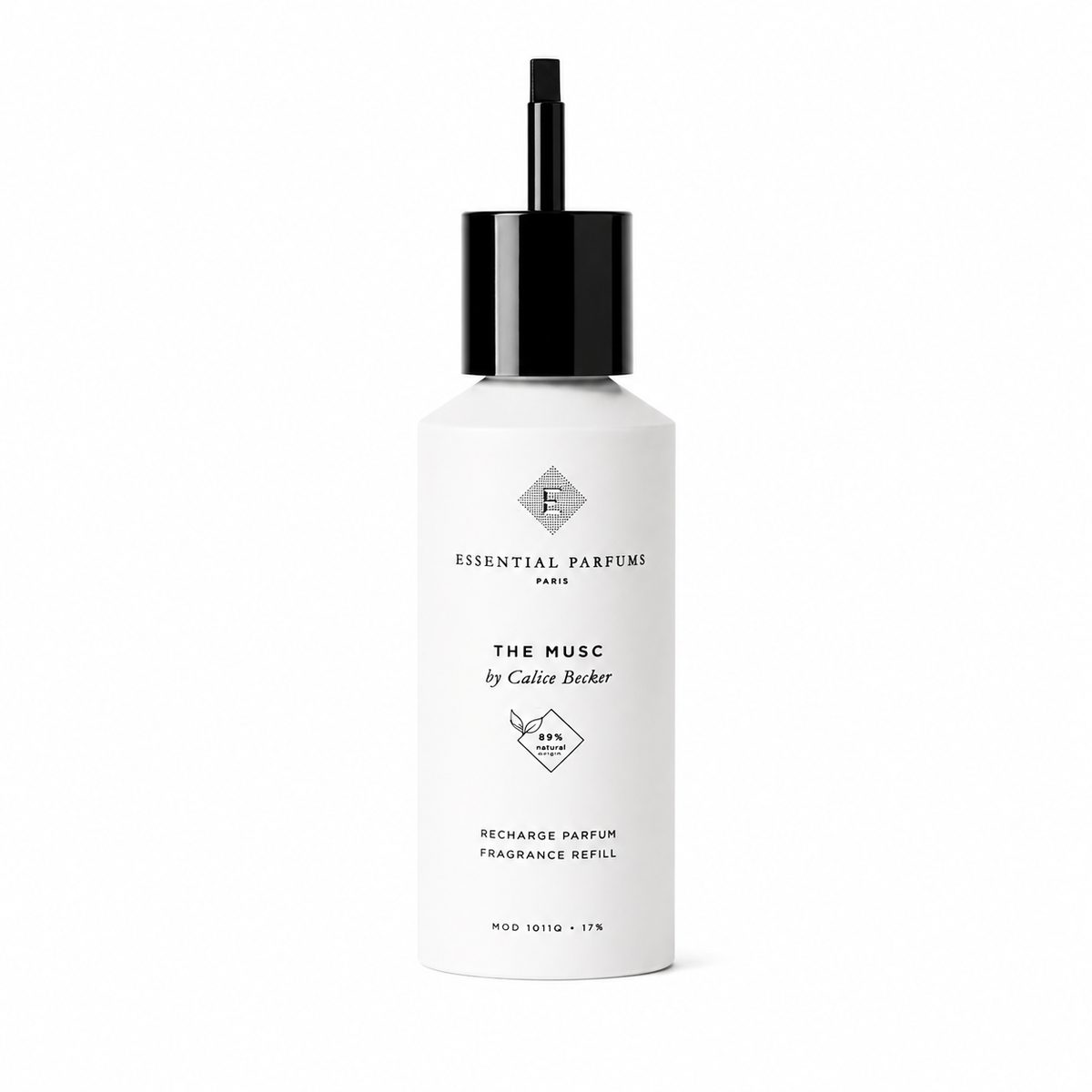 Recharge Parfum The Musc d'Essential Parfums 150 ml, flacon de recharge de face sur fond blanc.