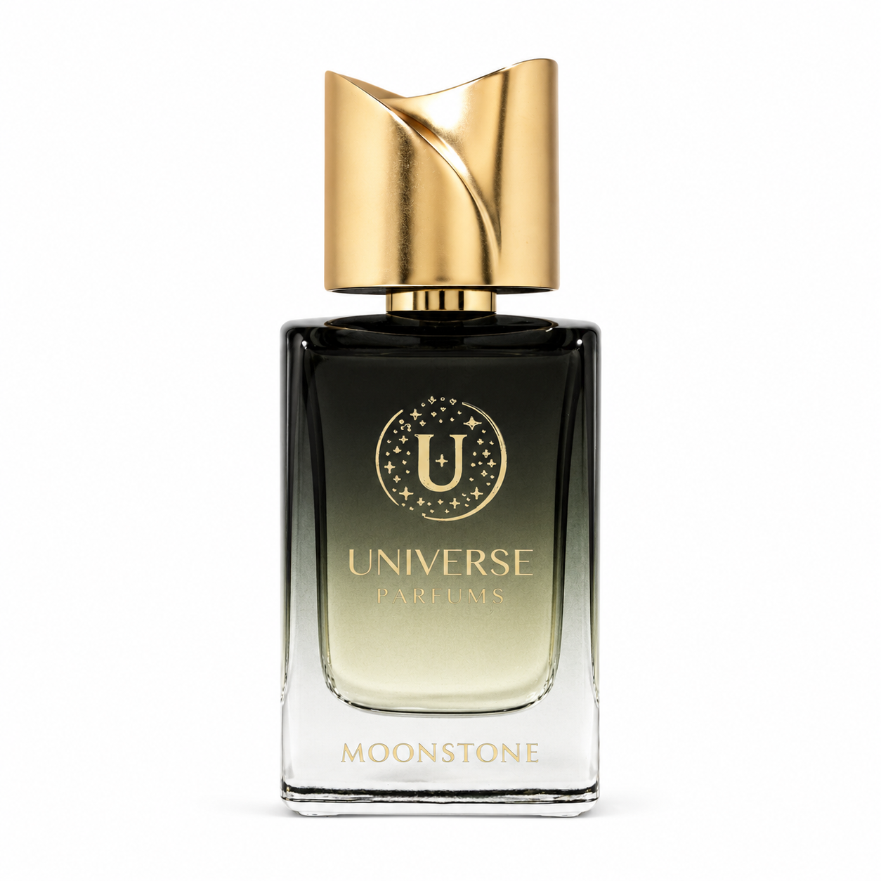 Moonstone d'Universe Parfums, extrait de parfum 50 ml, flacon de face sur fond blanc.