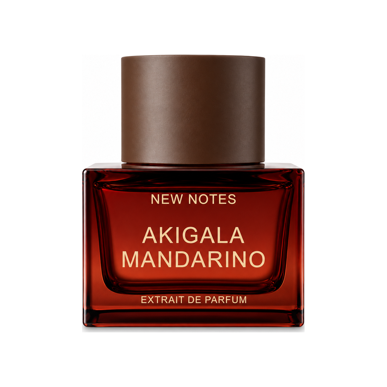 Akigala Mandarino de New Notes, extrait de parfum 50 ml, flacon de face sur fond blanc.