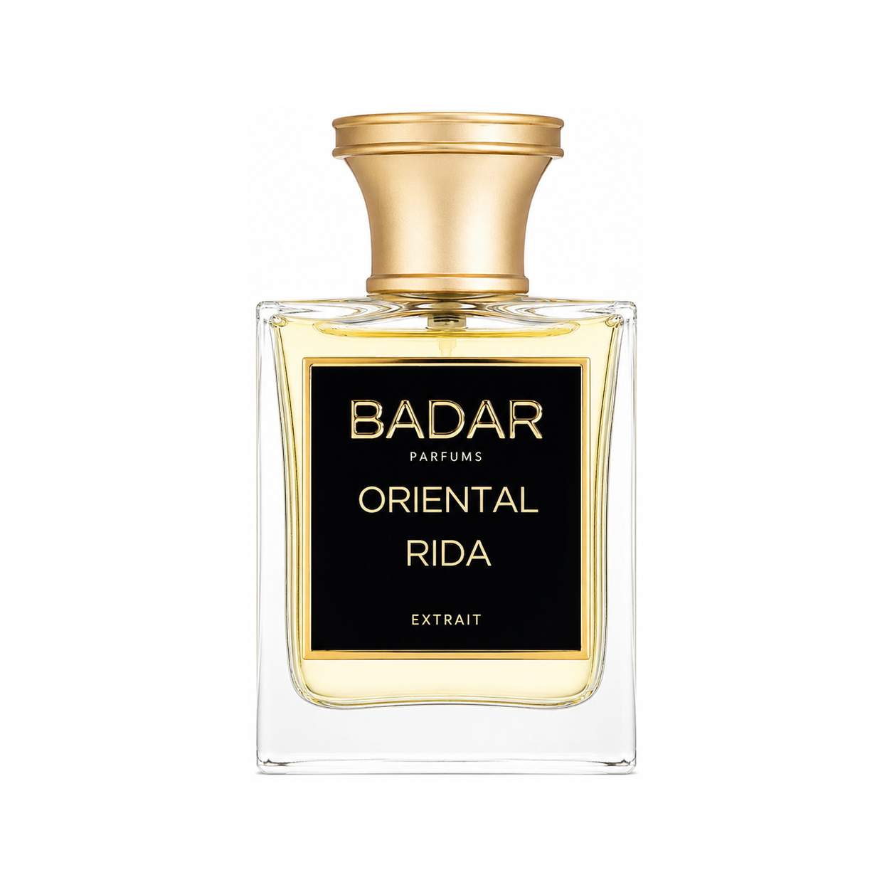 Oriental Rida de Badar, extrait de parfum 50 ml, flacon de face sur fond blanc.