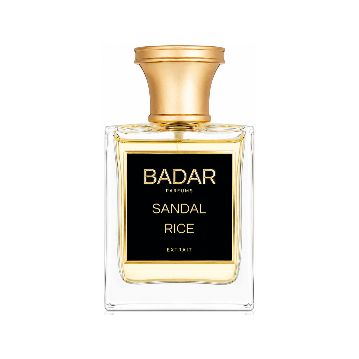 Sandal Rice de Badar, extrait de parfum 50 ml, flacon de face sur fond blanc.