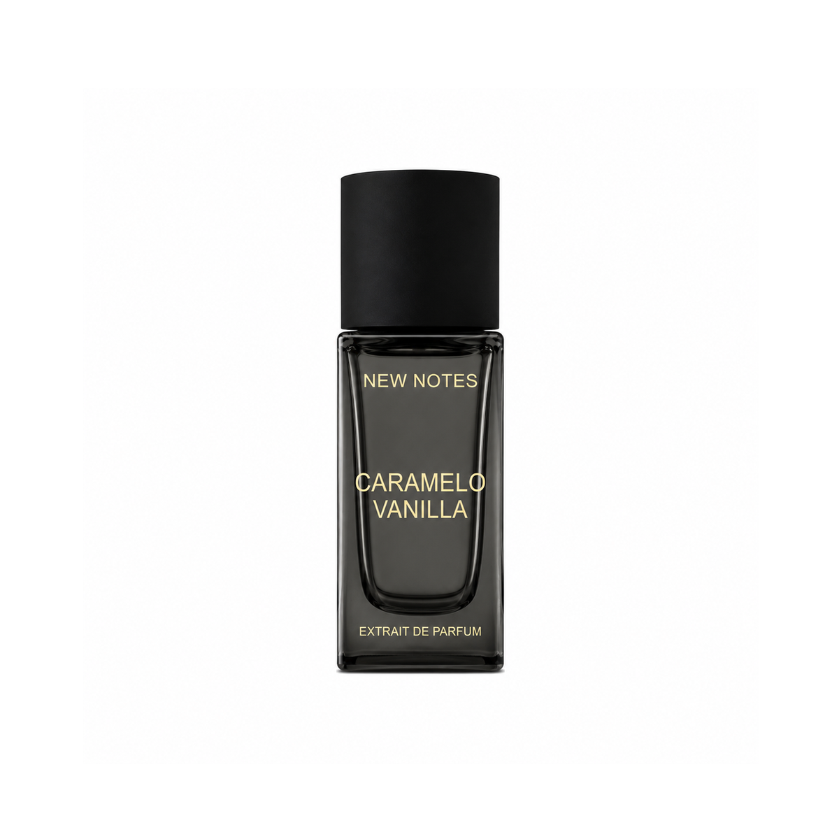 Caramelo Vanilla de New Notes, extrait de parfum 15 ml, flacon de face sur fond blanc.