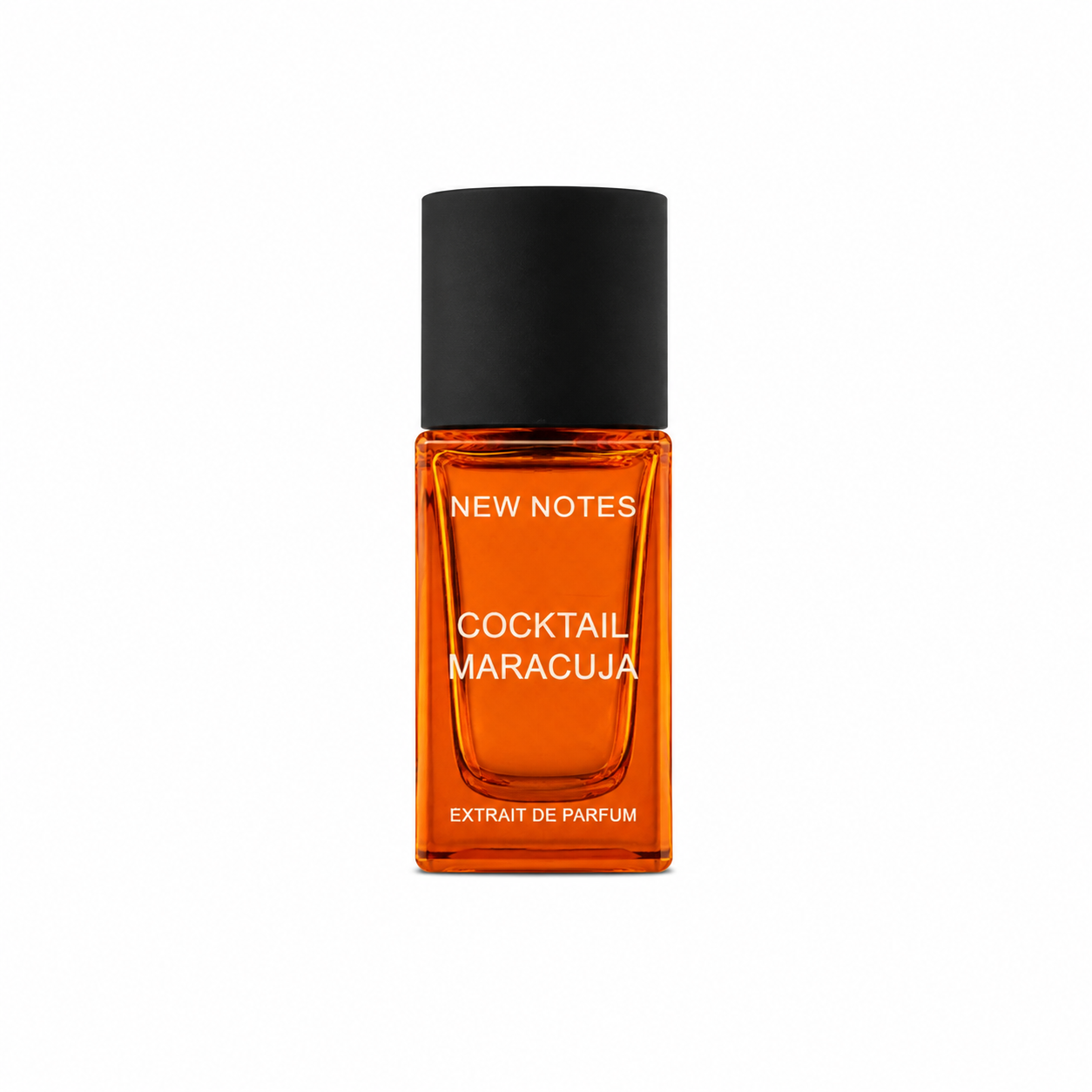 Cocktail Maracuja de New Notes, extrait de parfum 15 ml, flacon de face sur fond blanc.