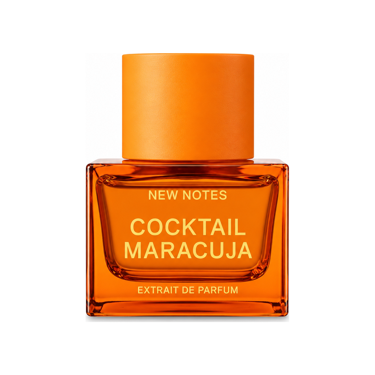 Cocktail Maracuja de New Notes, extrait de parfum 50 ml, flacon de face sur fond blanc.