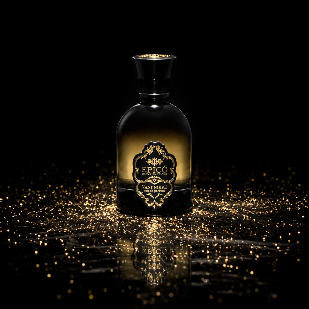 Vani Noire d'Epicò, eau de parfum 100 ml, flacon en mise en scène.