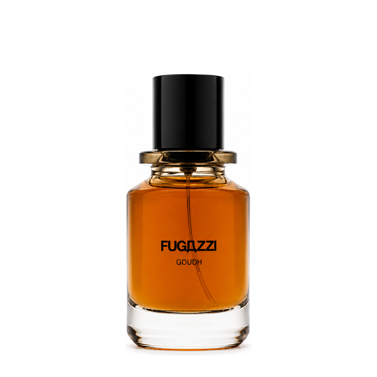 Goudh de Fugazzi, extrait de parfum 50 ml, flacon de face sur fond blanc.