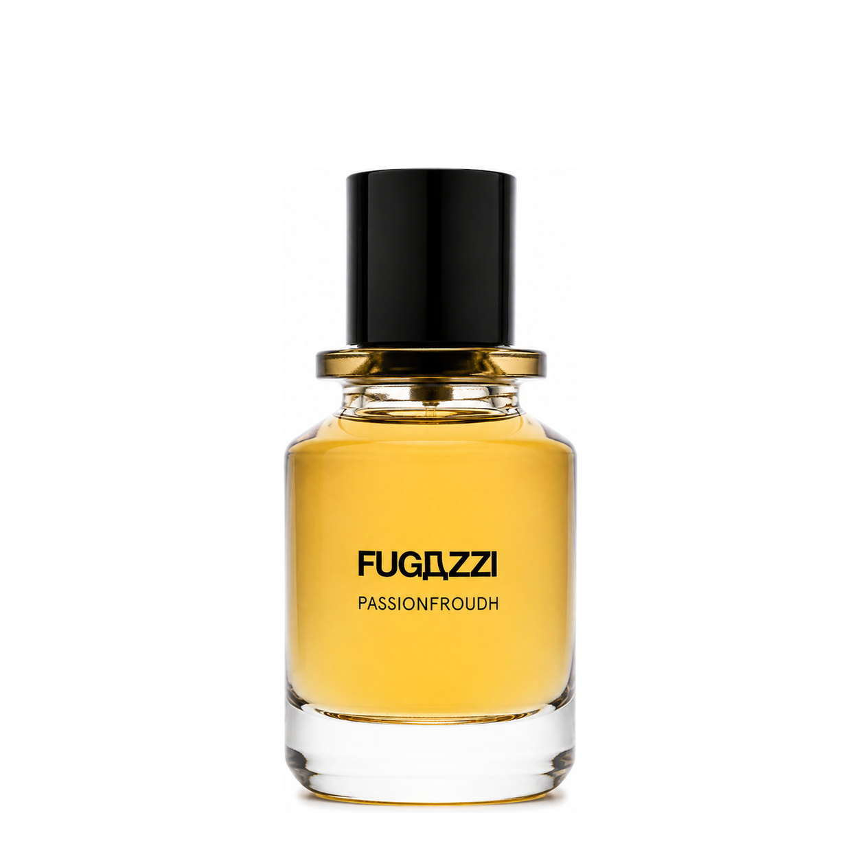 Passionfroudh de Fugazzi, extrait de parfum 50 ml, flacon de face sur fond blanc.