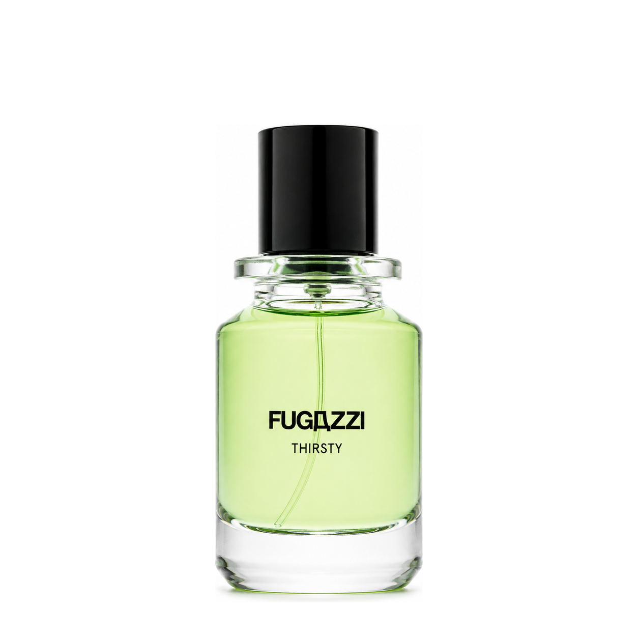 Thirsty de Fugazzi, extrait de parfum 50 ml, flacon de face sur fond blanc.
