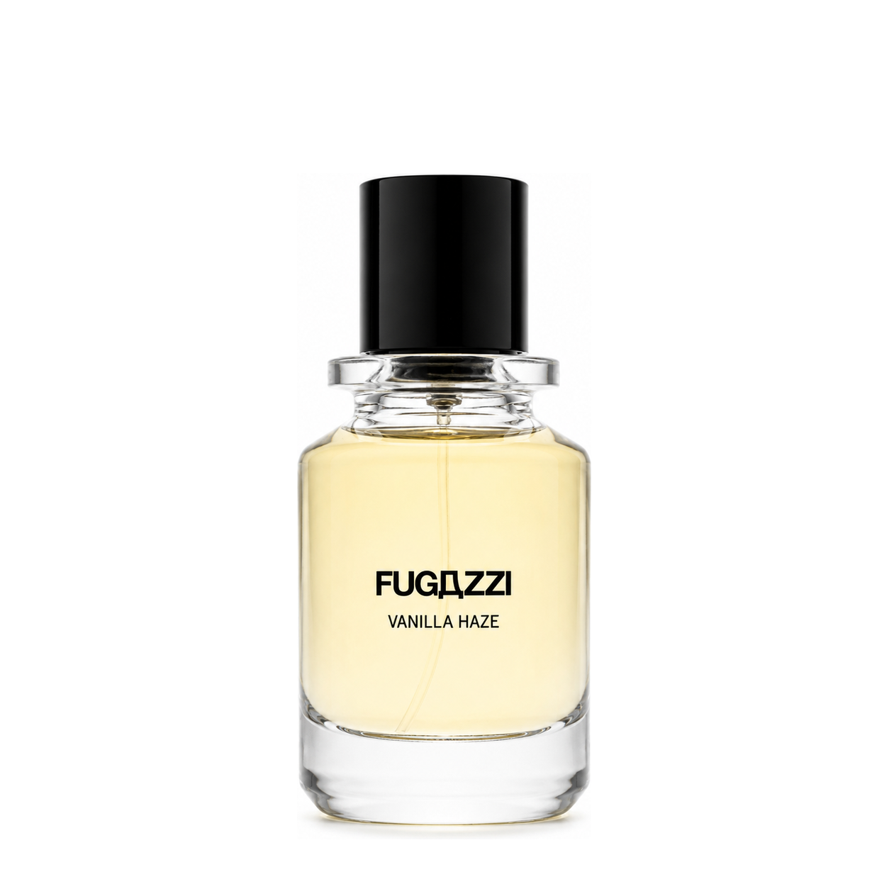 Vanilla Haze de Fugazzi, extrait de parfum 50 ml, flacon de face sur fond blanc.