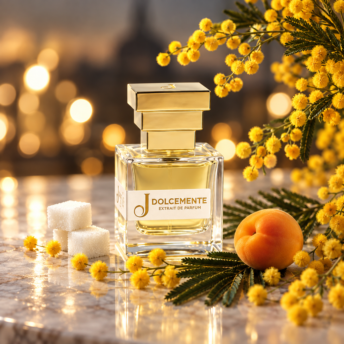 Dolcemente de Jupilò, eau de parfum, mise en scène du flacon.
