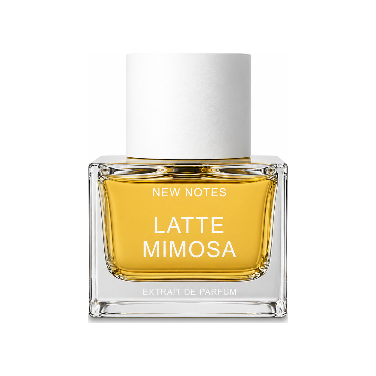 Latte Mimosa de New Notes, extrait de parfum 50 ml, flacon de face sur fond blanc.