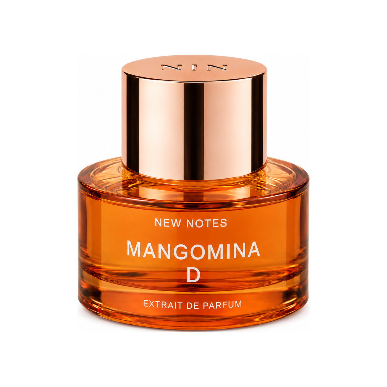 Mangomina D de New Notes, extrait de parfum 60 ml, flacon de face sur fond blanc.
