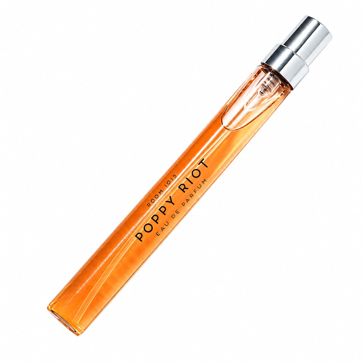 Poppy Riot de ROOM 1015, eau de parfum 10 ml, flacon de face sur fond blanc.