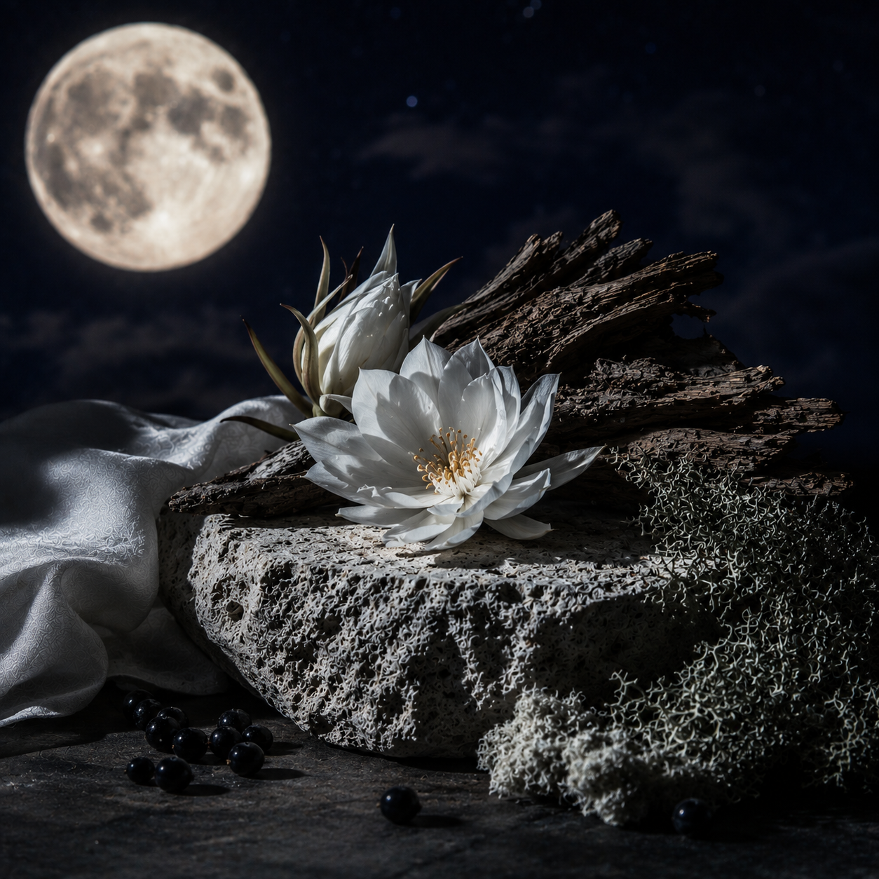 The Moon de Frédéric Malle, eau de parfum, flacon en mise en scène.