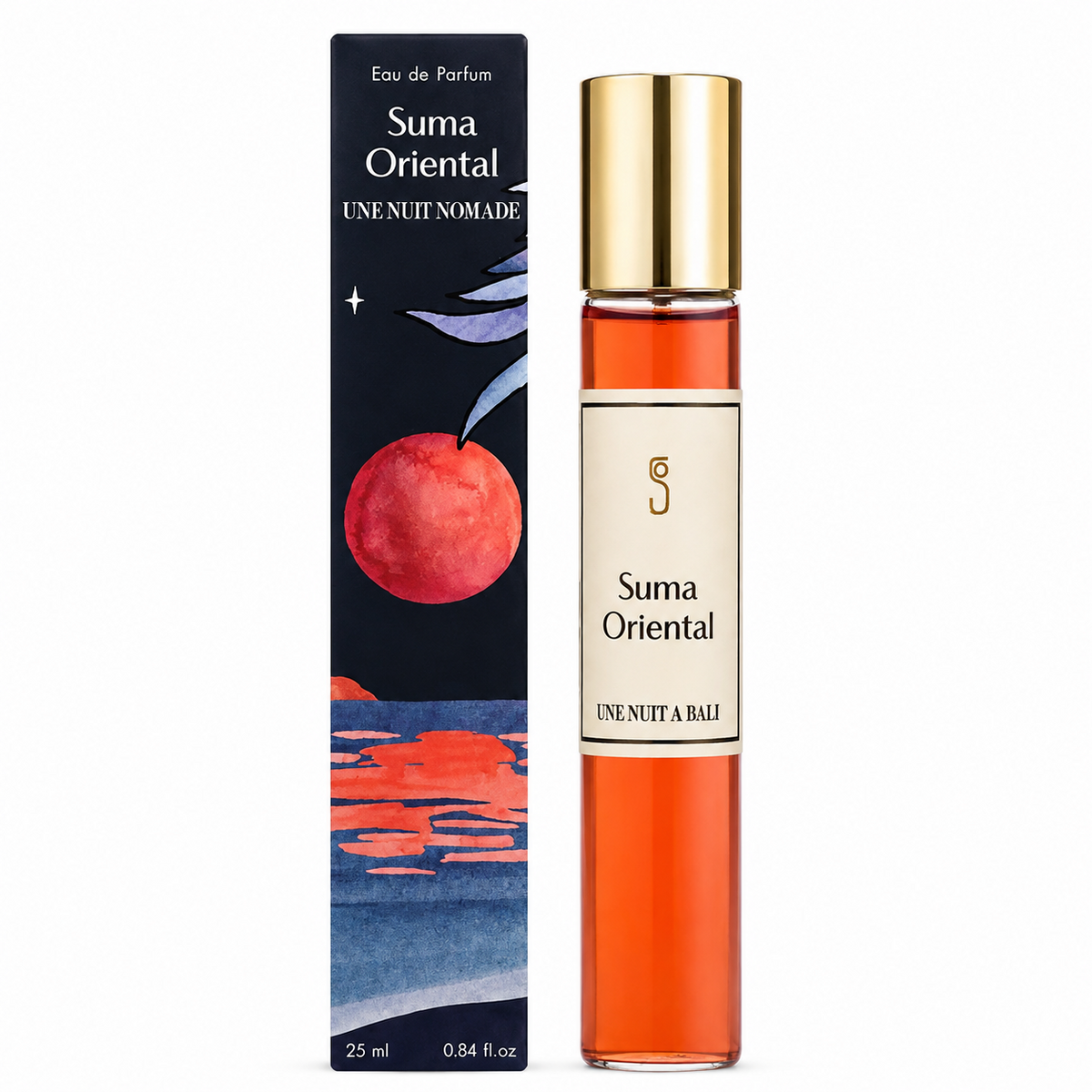 Suma Oriental d'Une Nuit Nomade, eau de parfum 25 ml, flacon de face sur fond blanc.