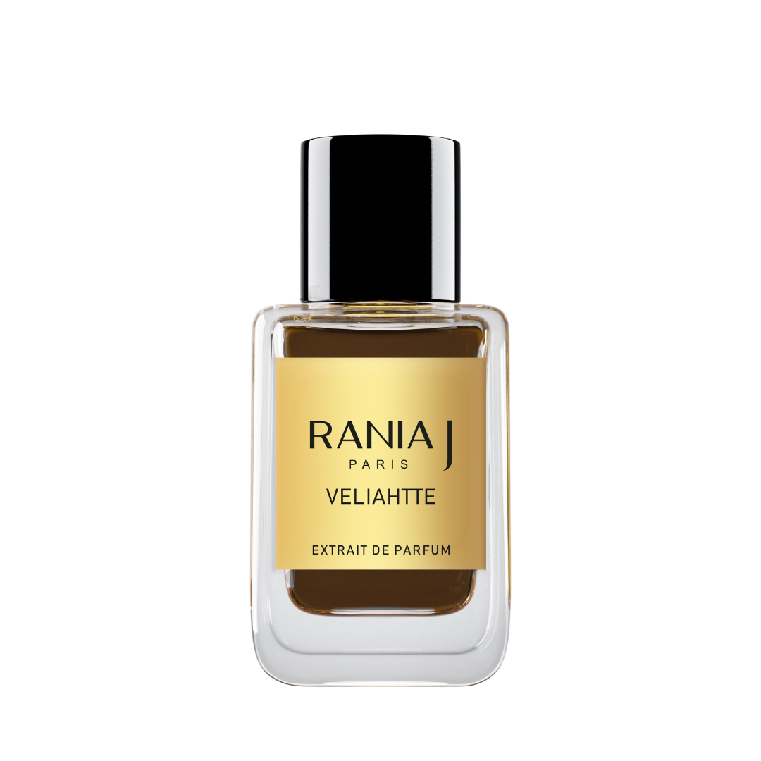 Veliahtte de Rania J, extrait de parfum 50 ml, flacon de face sur fond blanc.