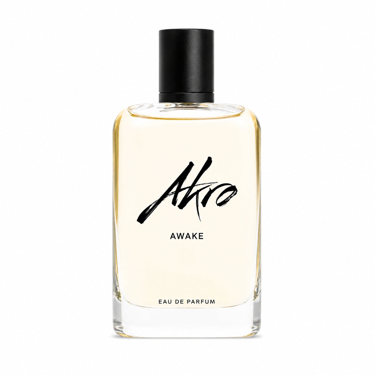 Awake d'Akro, eau de parfum 100 ml, flacon de face sur fond blanc.