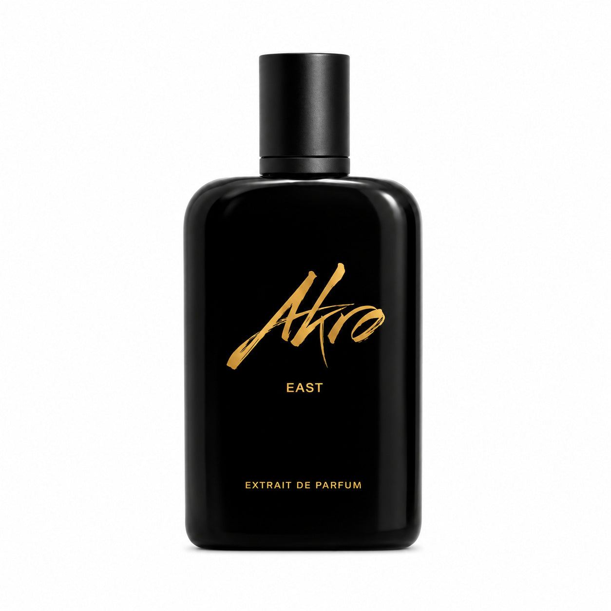 East d'Akro, eau de parfum 100 ml, flacon de face sur fond blanc.